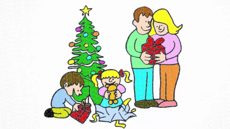 dibujo de una familia en navidad