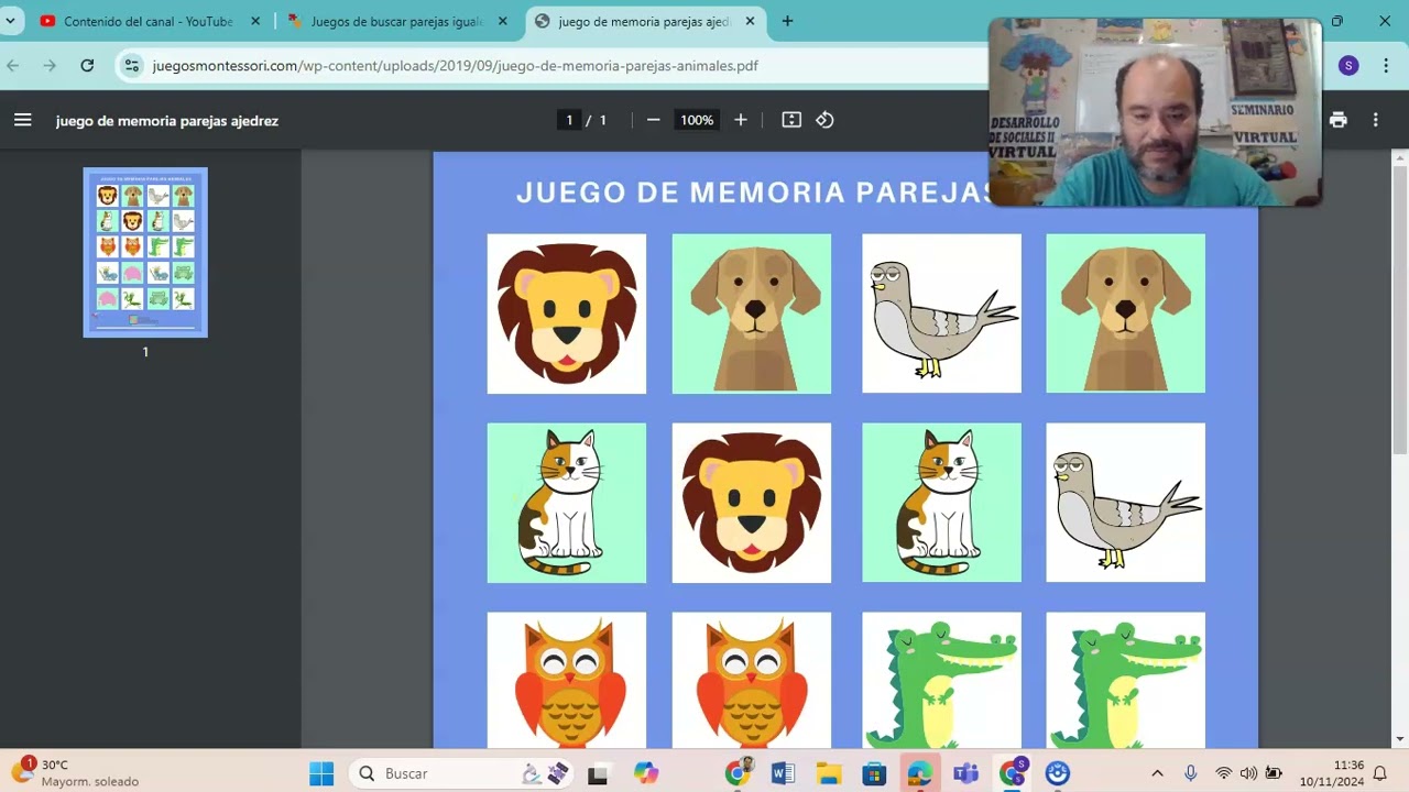 juegos de memoria para niños para imprimir pdf
